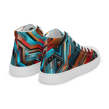 Blue Abstract Men’s high top canvas shoes