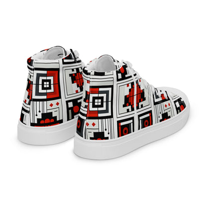 Square Abstract Men’s high top canvas shoes