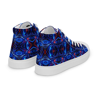 Blue Lights Men’s high top canvas shoes