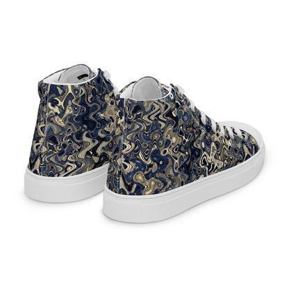 Abstract Wave Men’s high top canvas shoes