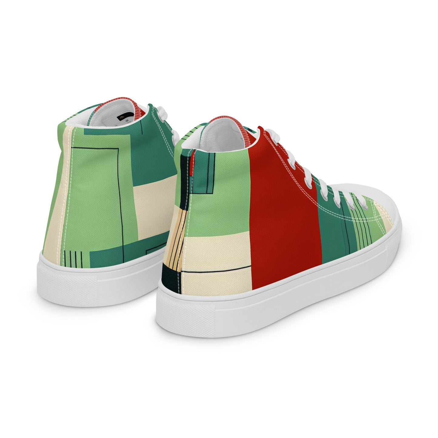 Multi Color Block Abstract Men’s high top canvas shoes