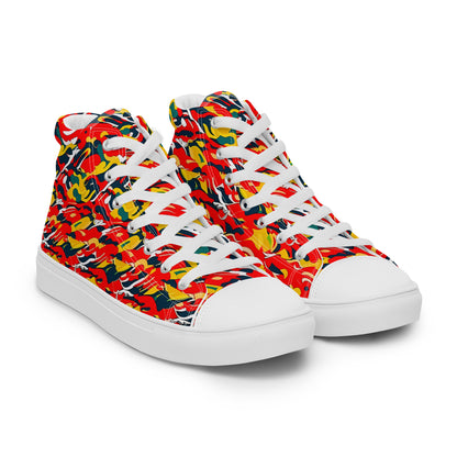 Red Camo Men’s high top canvas shoes