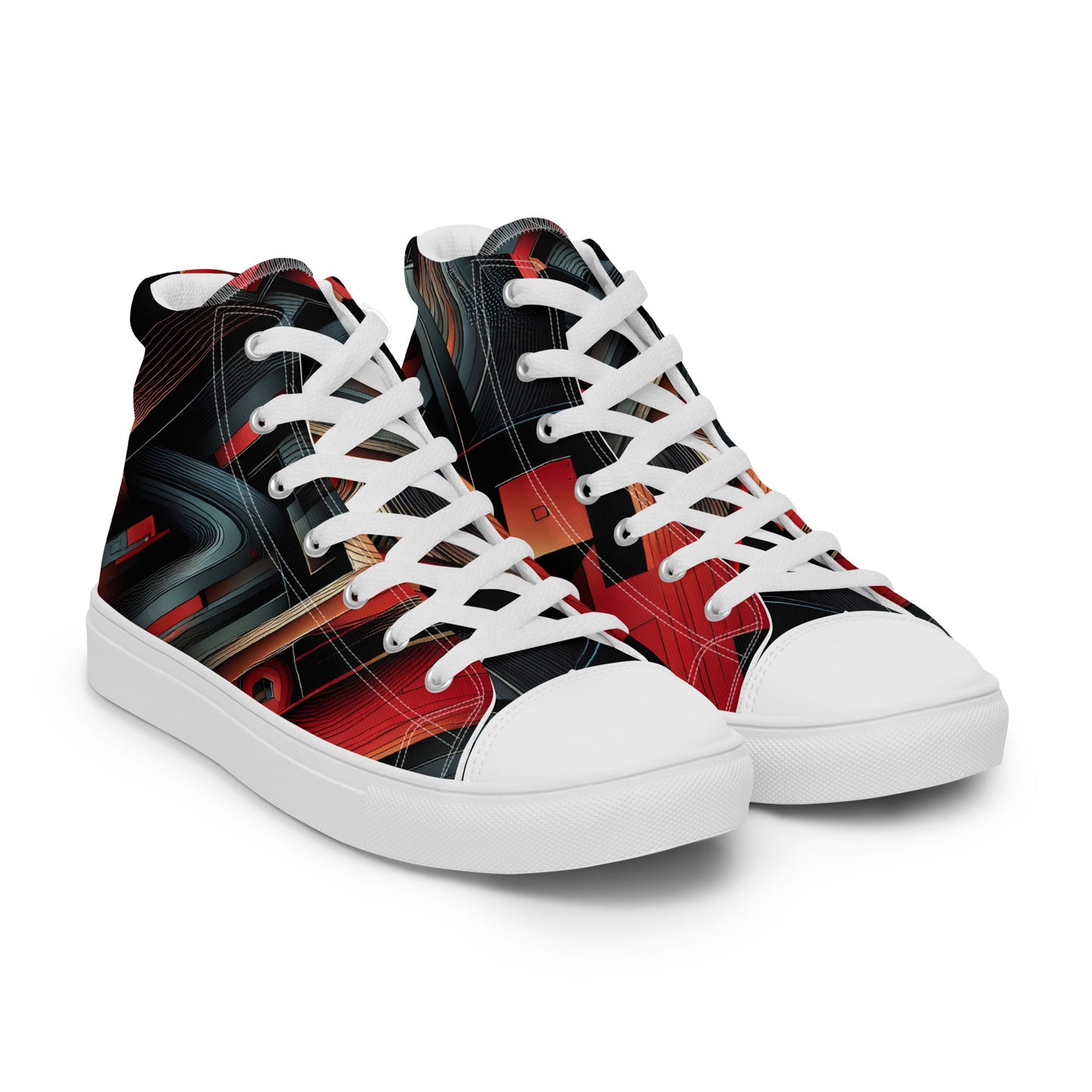 Abstract Multi Color Men’s high top canvas shoes