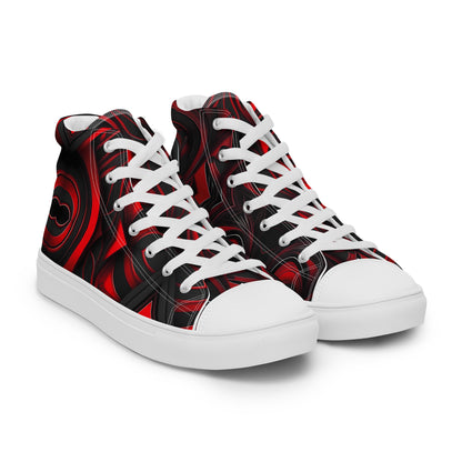 Red and Black Men’s high top canvas shoes