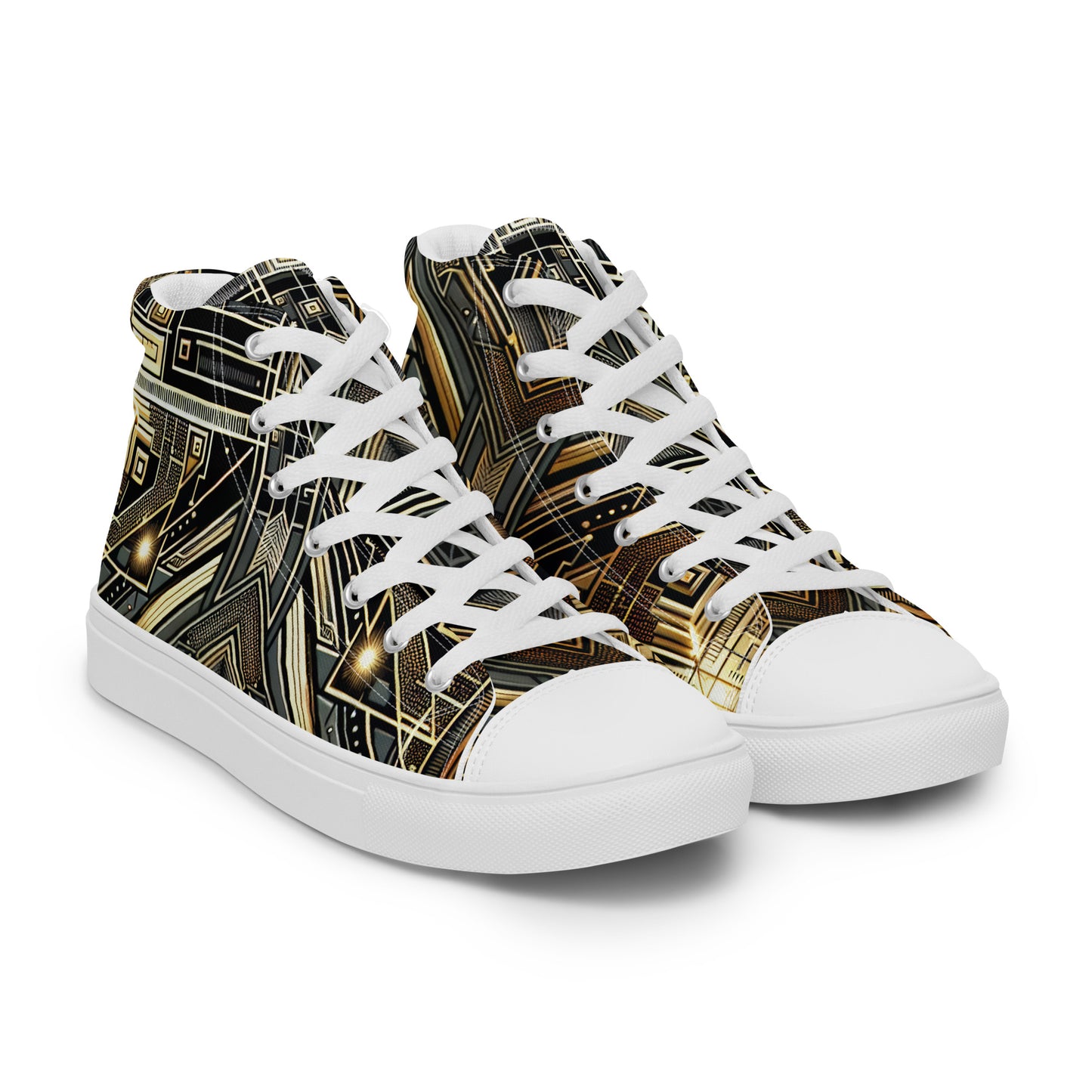 Black and Gold Men’s high top canvas shoes