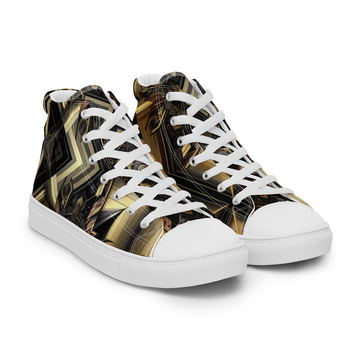 Black and Gold Men’s high top canvas shoes