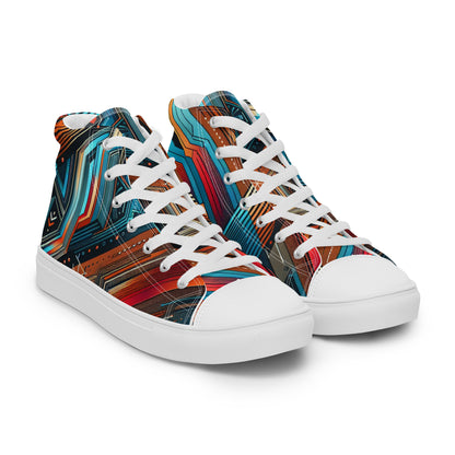 Blue Abstract Men’s high top canvas shoes