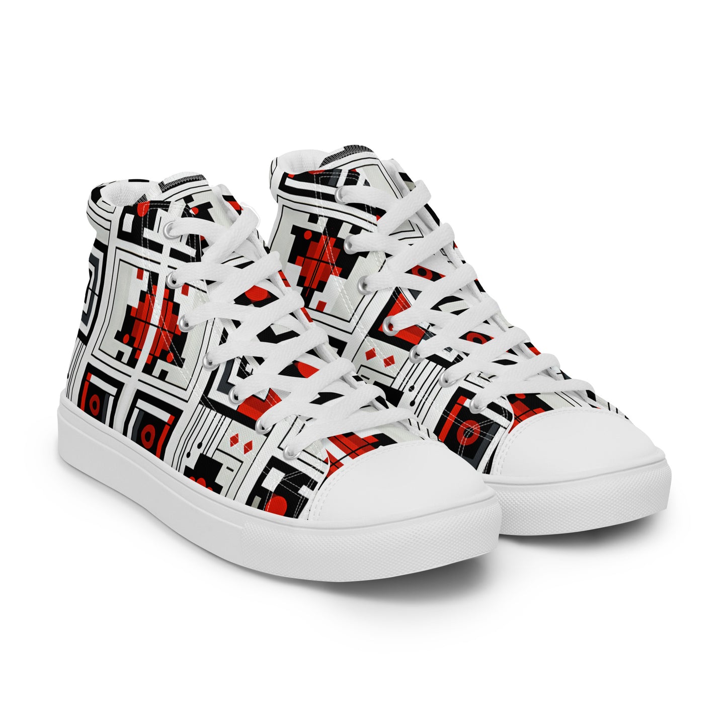 Square Abstract Men’s high top canvas shoes