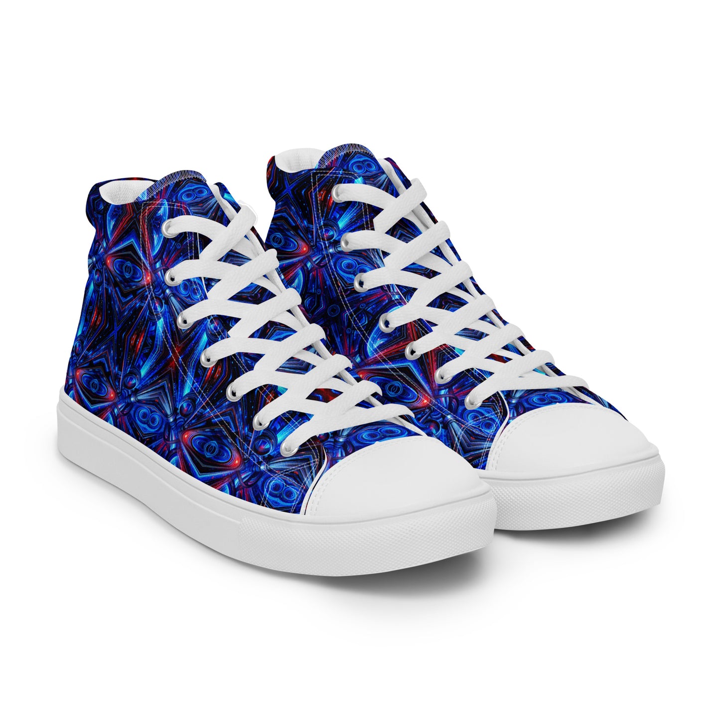 Blue Lights Men’s high top canvas shoes