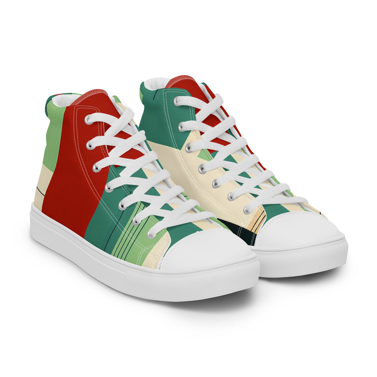 Multi Color Block Abstract Men’s high top canvas shoes