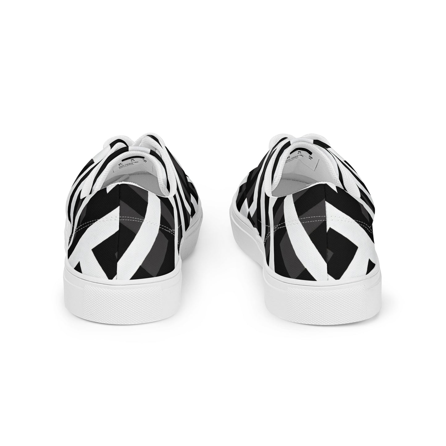 Black and White Abstract Pattern Men’s lace-up canvas shoes