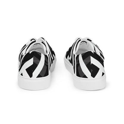 Black and White Abstract Pattern Men’s lace-up canvas shoes