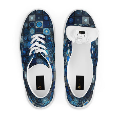 Blue Abstract Squares Men’s lace-up canvas shoes