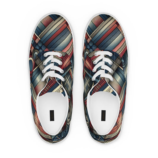 Red Abstract Pattern Men’s lace-up canvas shoes