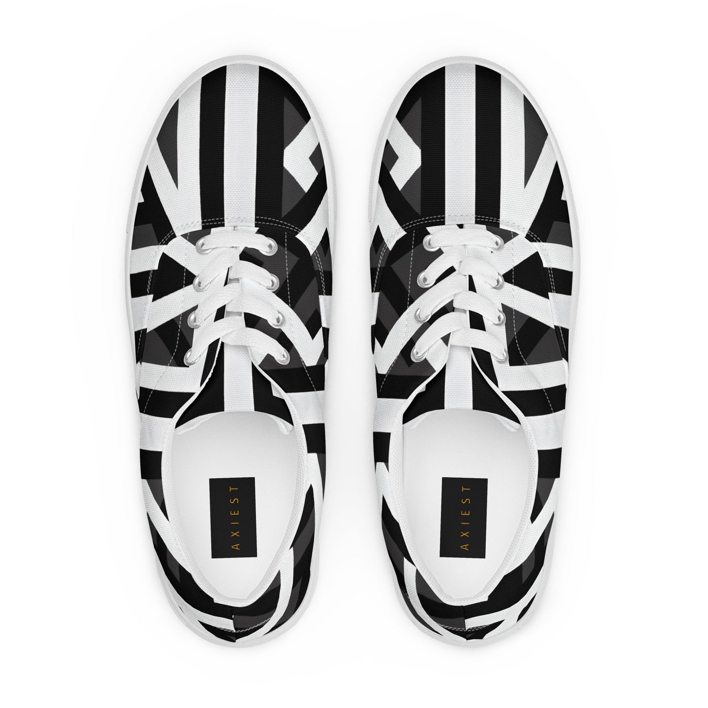 Black and White Abstract Pattern Men’s lace-up canvas shoes