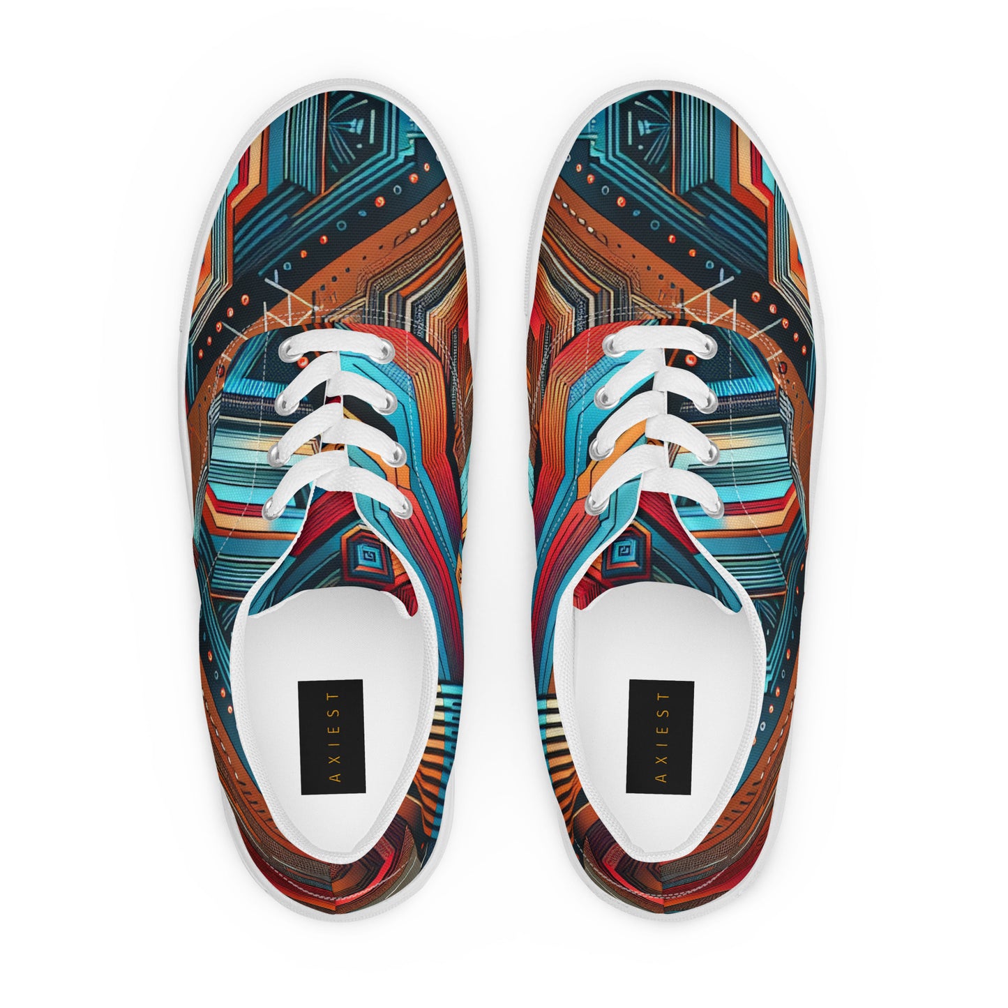 Blue Abstract Men’s lace-up canvas shoes