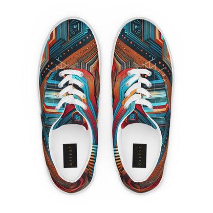 Blue Abstract Men’s lace-up canvas shoes