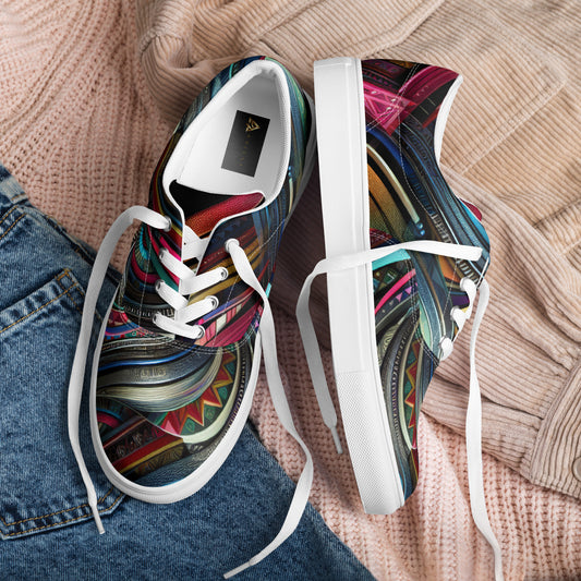 Multi Color Abstract Men’s lace-up canvas shoes