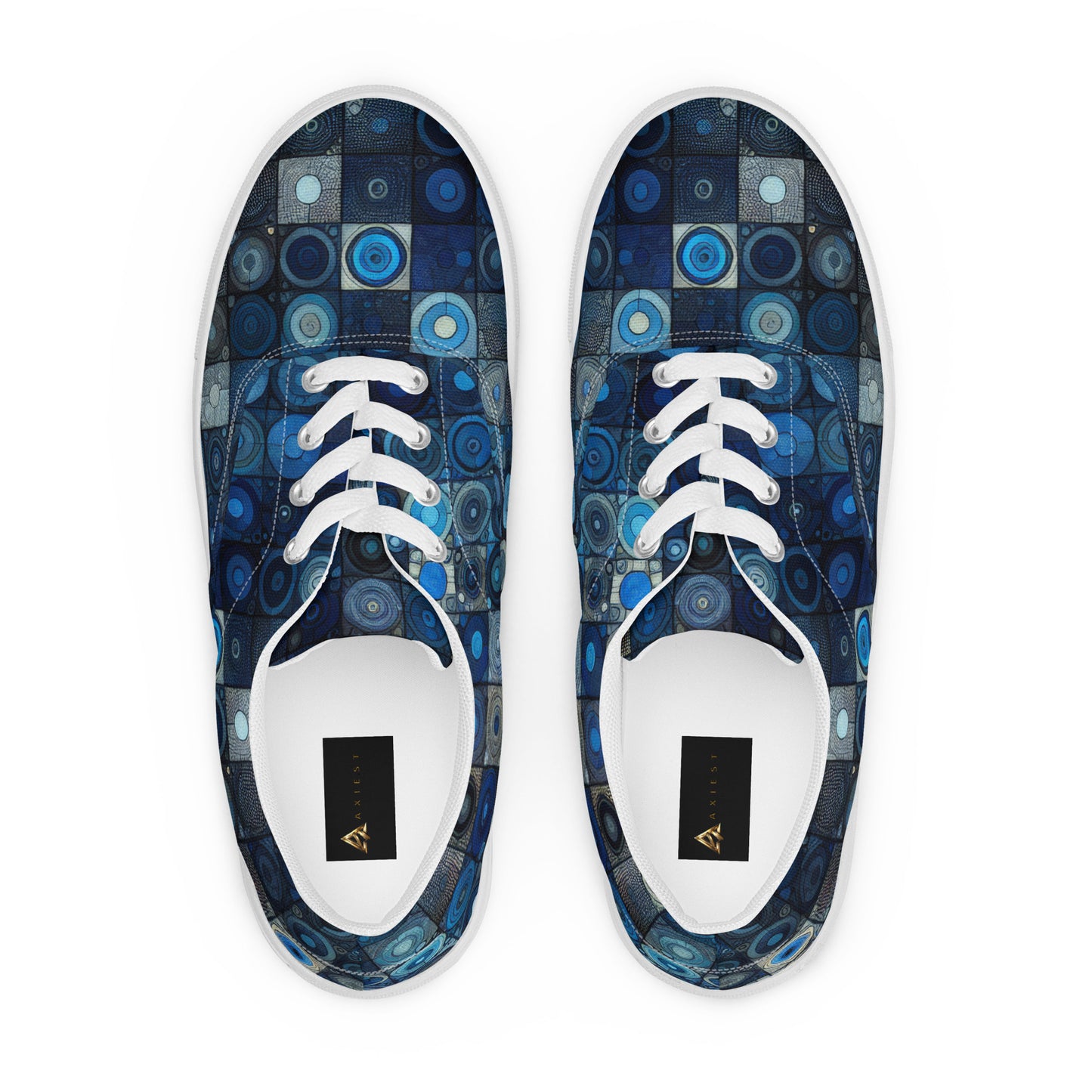 Blue Abstract Squares Men’s lace-up canvas shoes