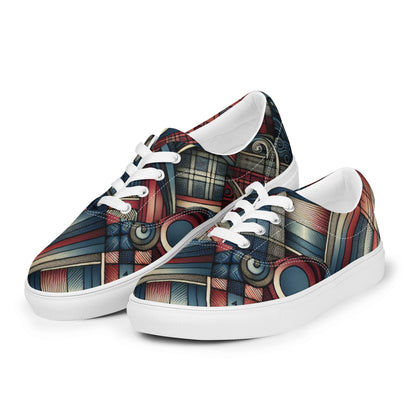 Red Abstract Pattern Men’s lace-up canvas shoes