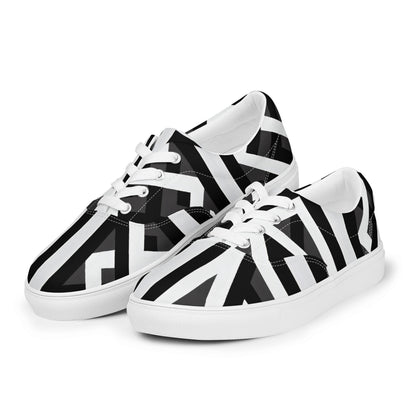 Black and White Abstract Pattern Men’s lace-up canvas shoes