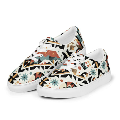 Abstract Floral Men’s lace-up canvas shoes