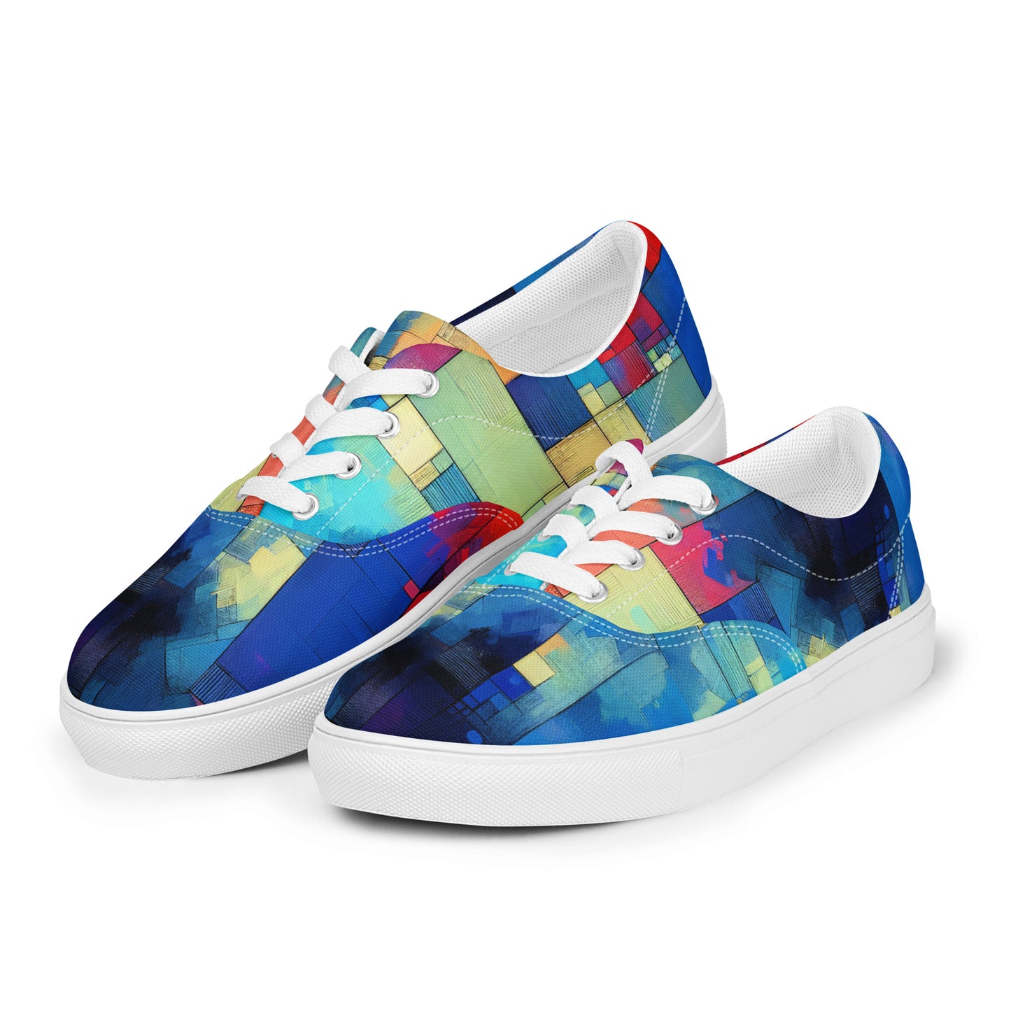 Color Block Abstract Men’s lace-up canvas shoes