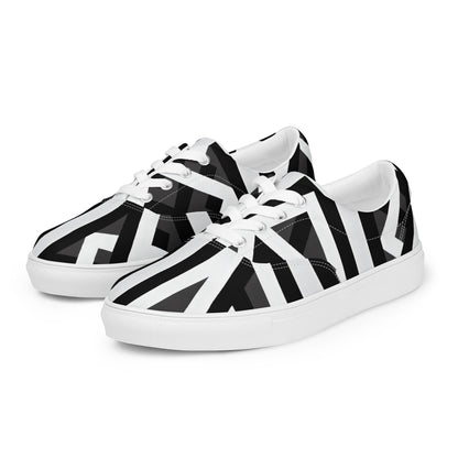 Black and White Abstract Pattern Men’s lace-up canvas shoes