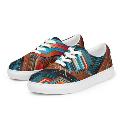 Blue Abstract Men’s lace-up canvas shoes