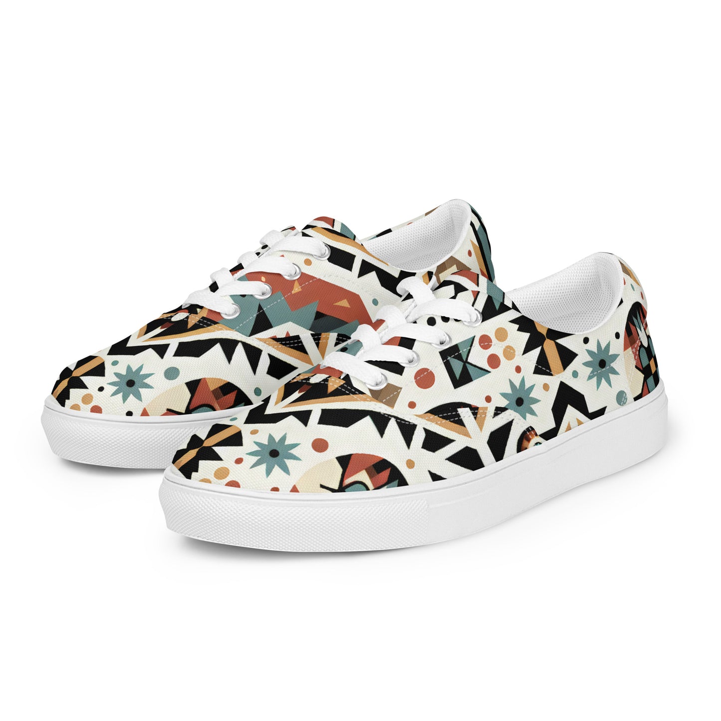 Abstract Floral Men’s lace-up canvas shoes