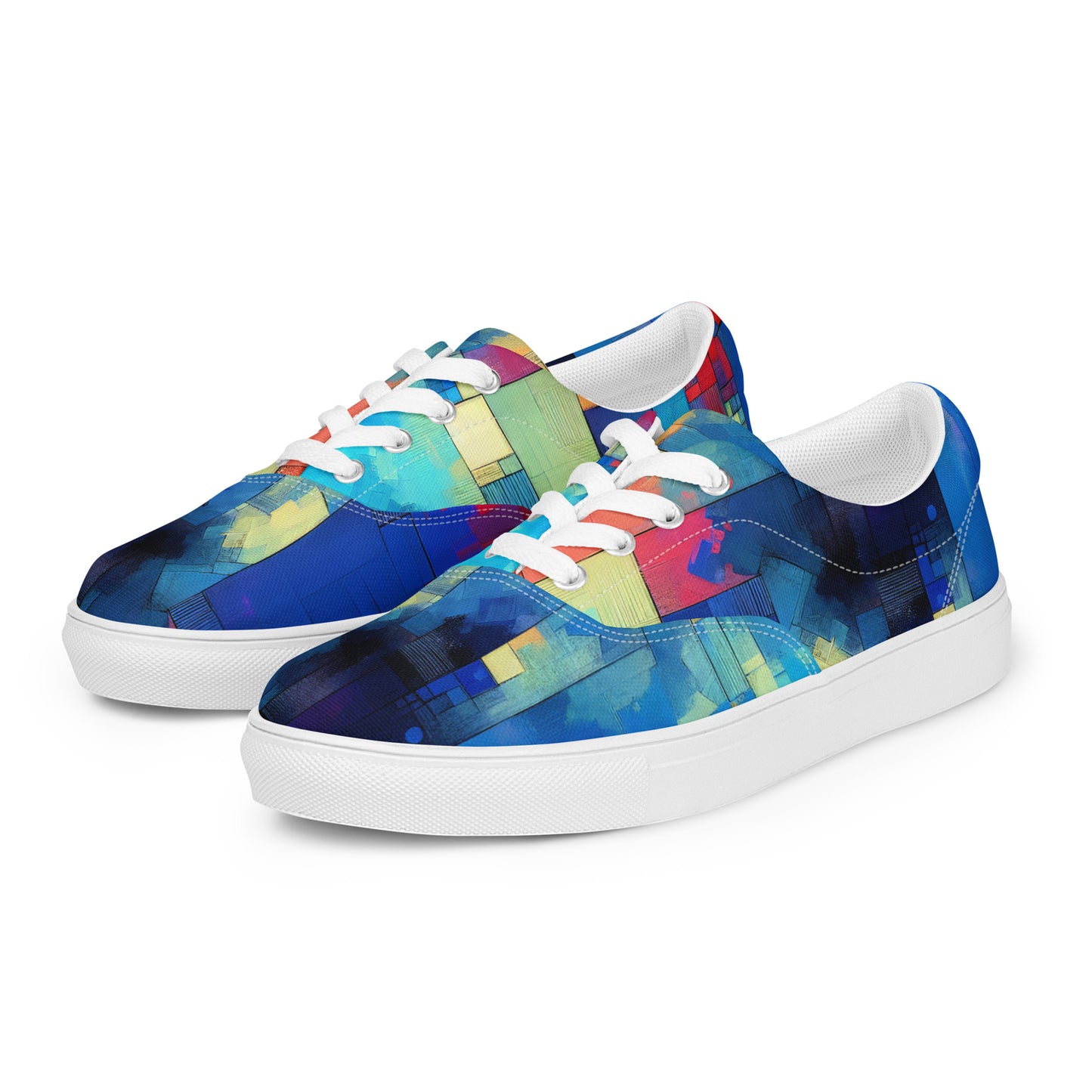 Color Block Abstract Men’s lace-up canvas shoes