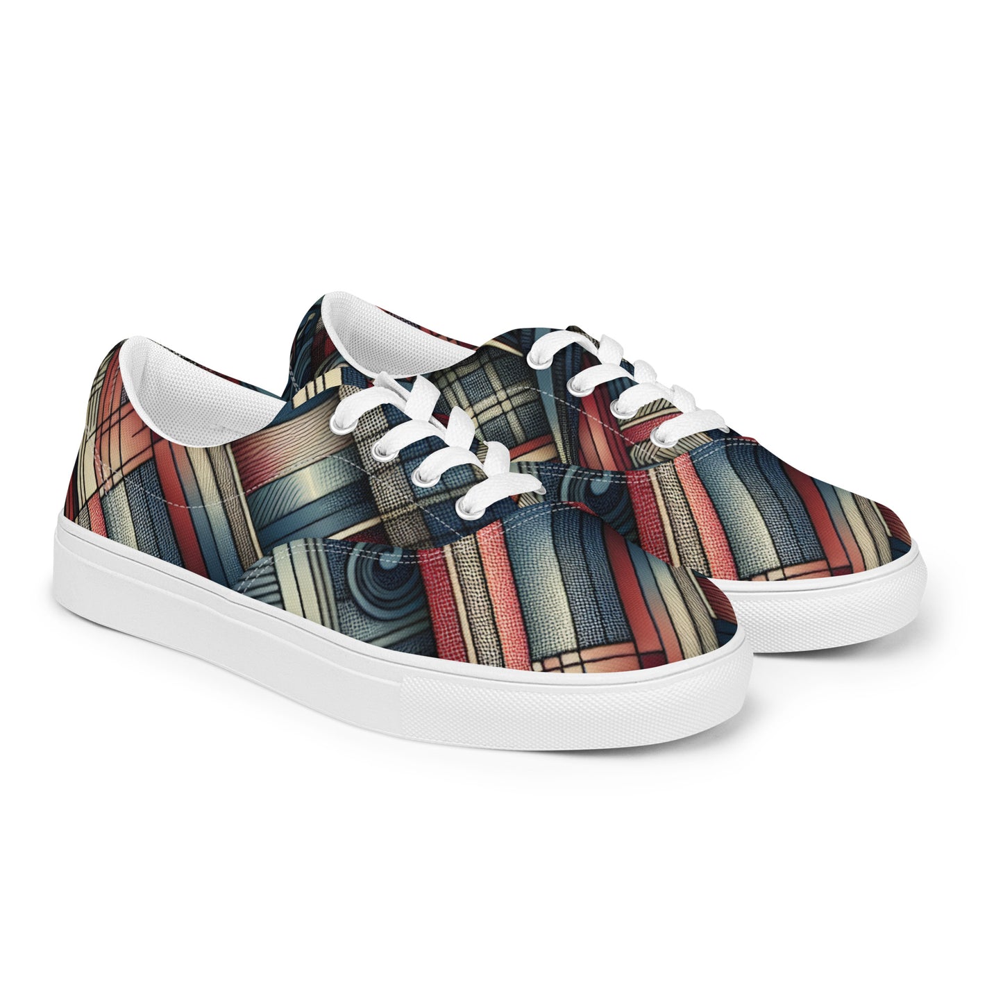 Red Abstract Pattern Men’s lace-up canvas shoes