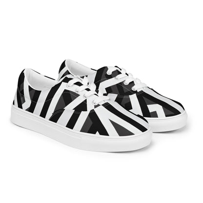 Black and White Abstract Pattern Men’s lace-up canvas shoes