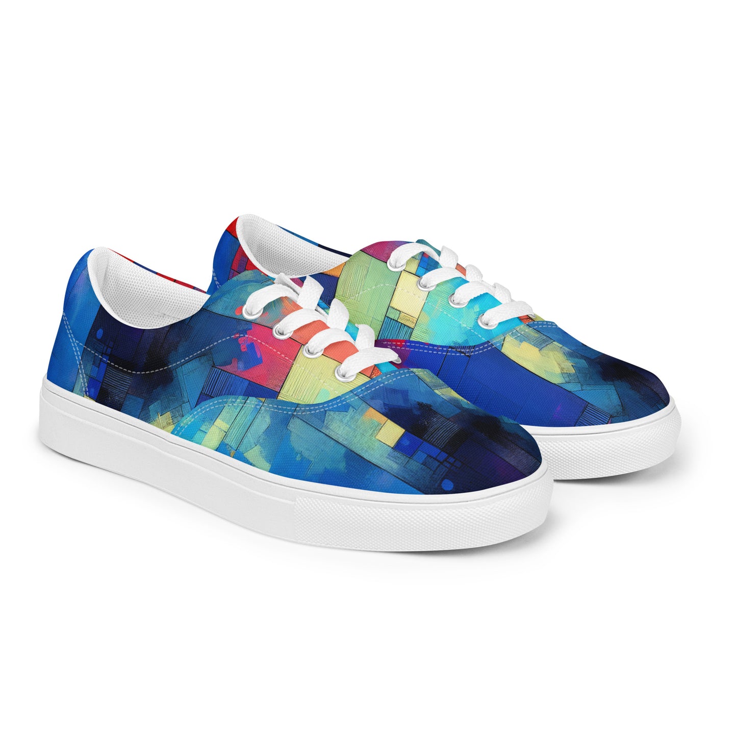 Color Block Abstract Men’s lace-up canvas shoes