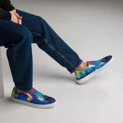 Color Block Abstract Men’s slip-on canvas shoes