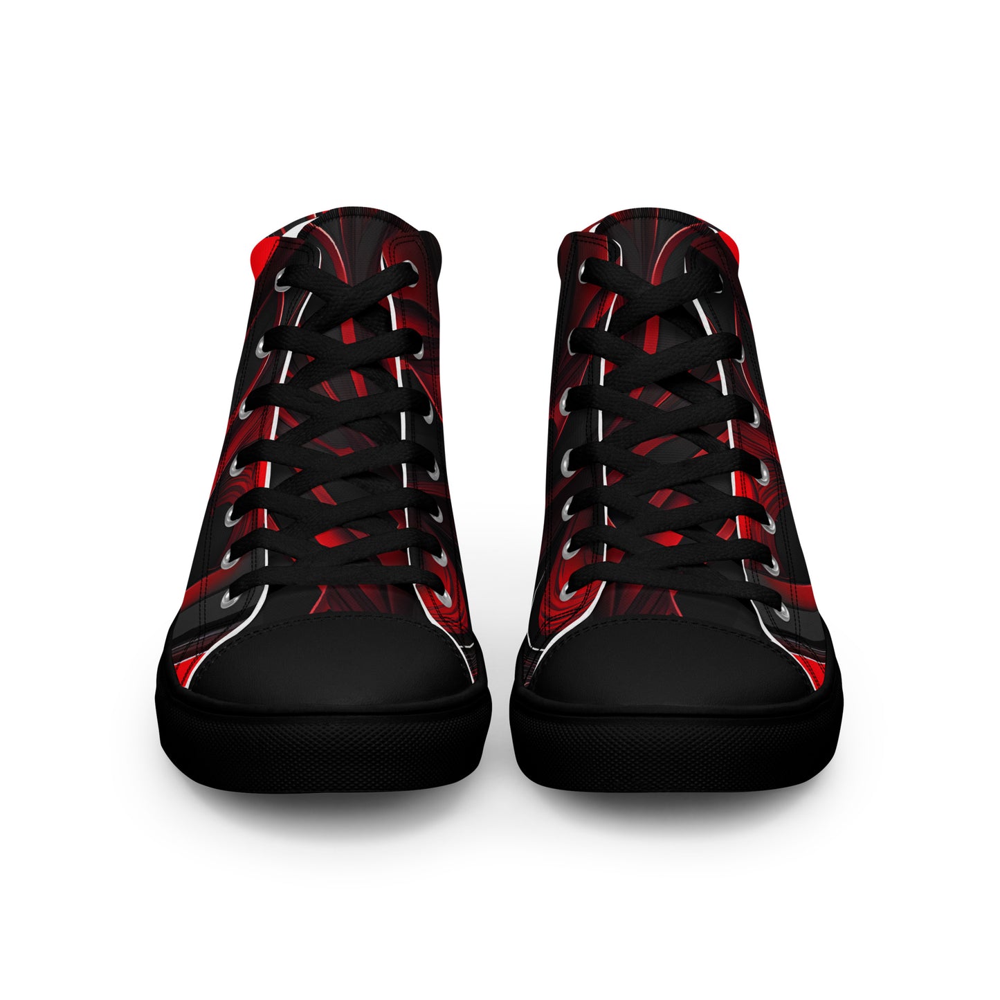 Red and Black Women’s high top canvas shoes