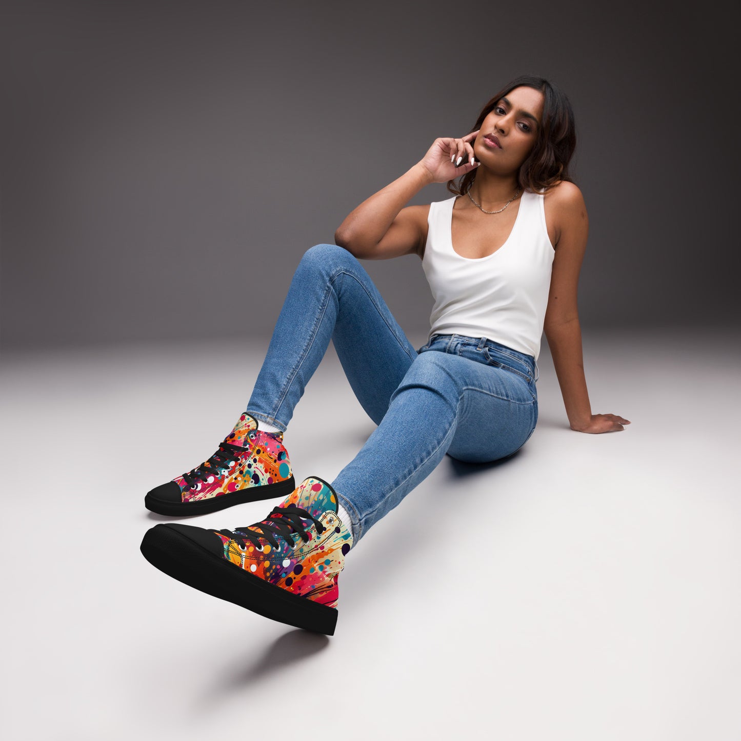 Paint Splatter Women’s high top canvas shoes