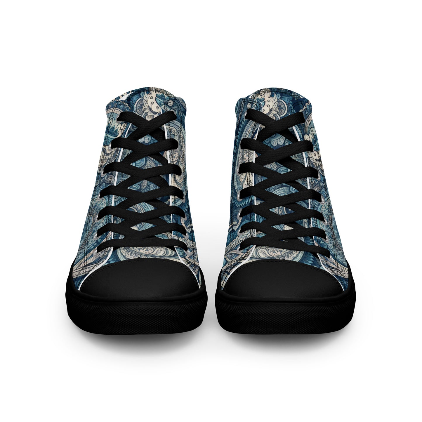 Blue Paisley Women’s high top canvas shoes