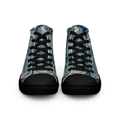 Blue Paisley Women’s high top canvas shoes