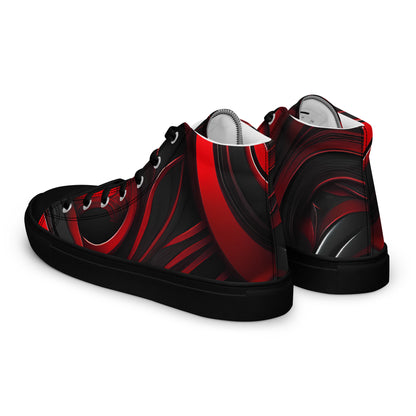 Red and Black Women’s high top canvas shoes