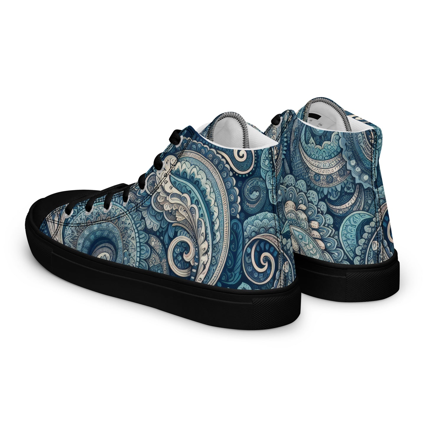 Blue Paisley Women’s high top canvas shoes