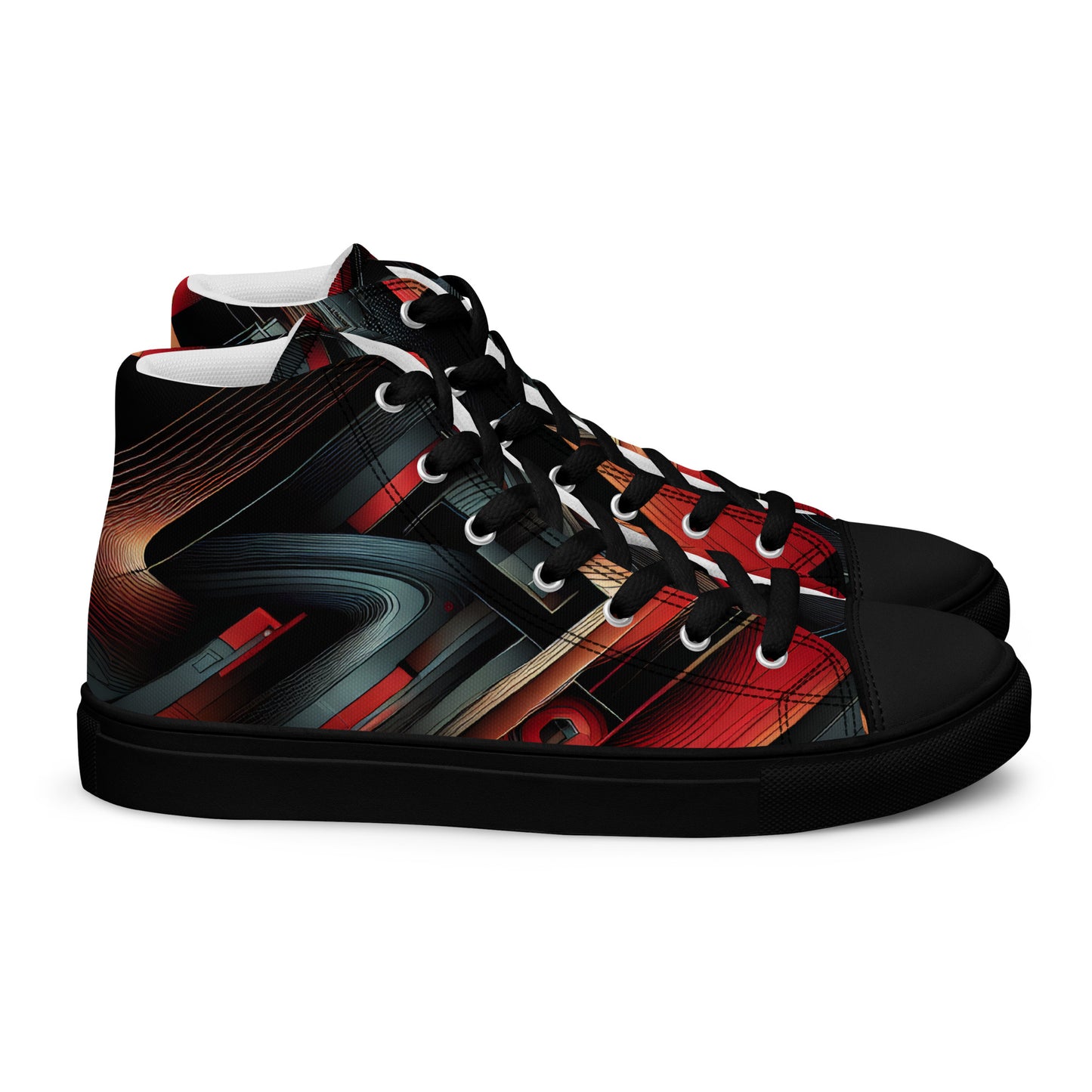 Abstract Multi Color Pattern Women’s high top canvas shoes