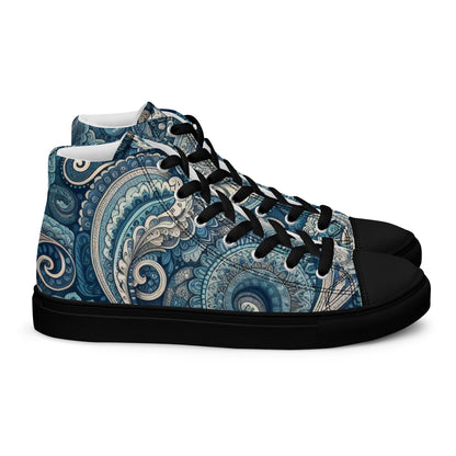 Blue Paisley Women’s high top canvas shoes