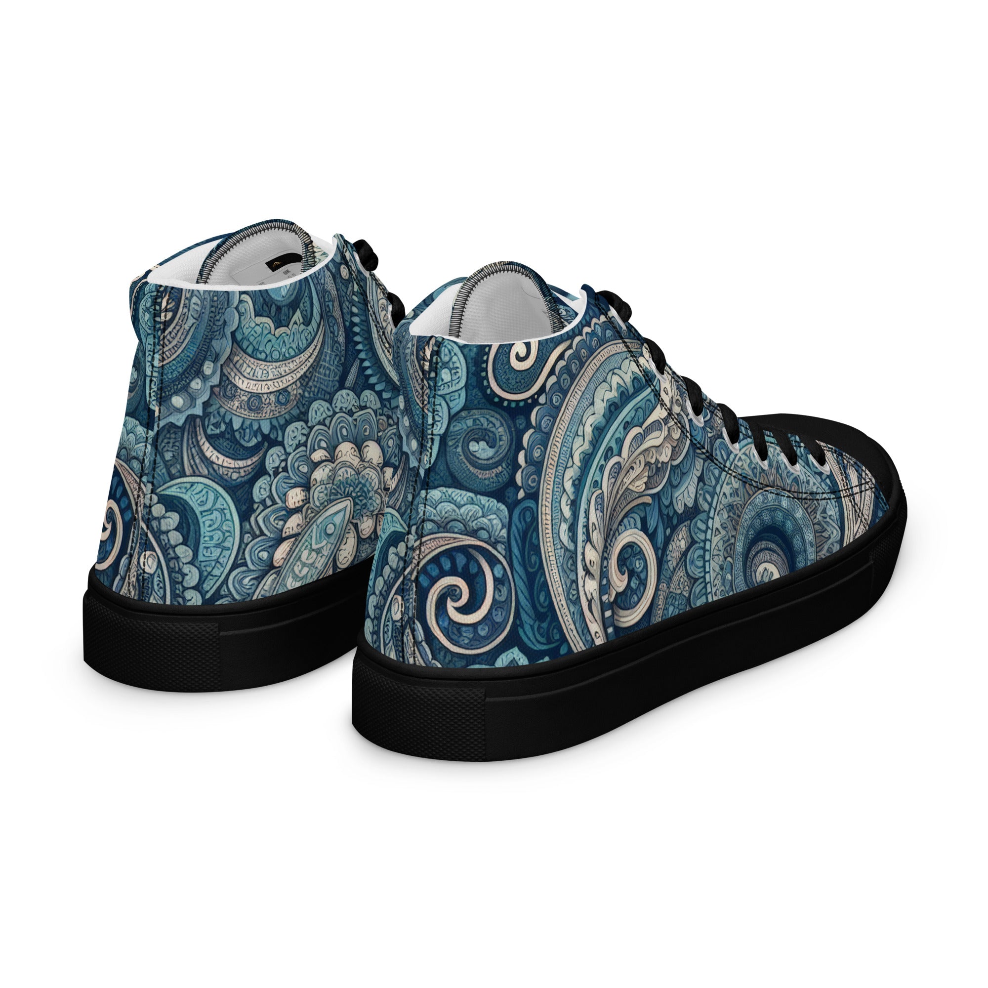 Blue Paisley Women’s high top canvas shoes