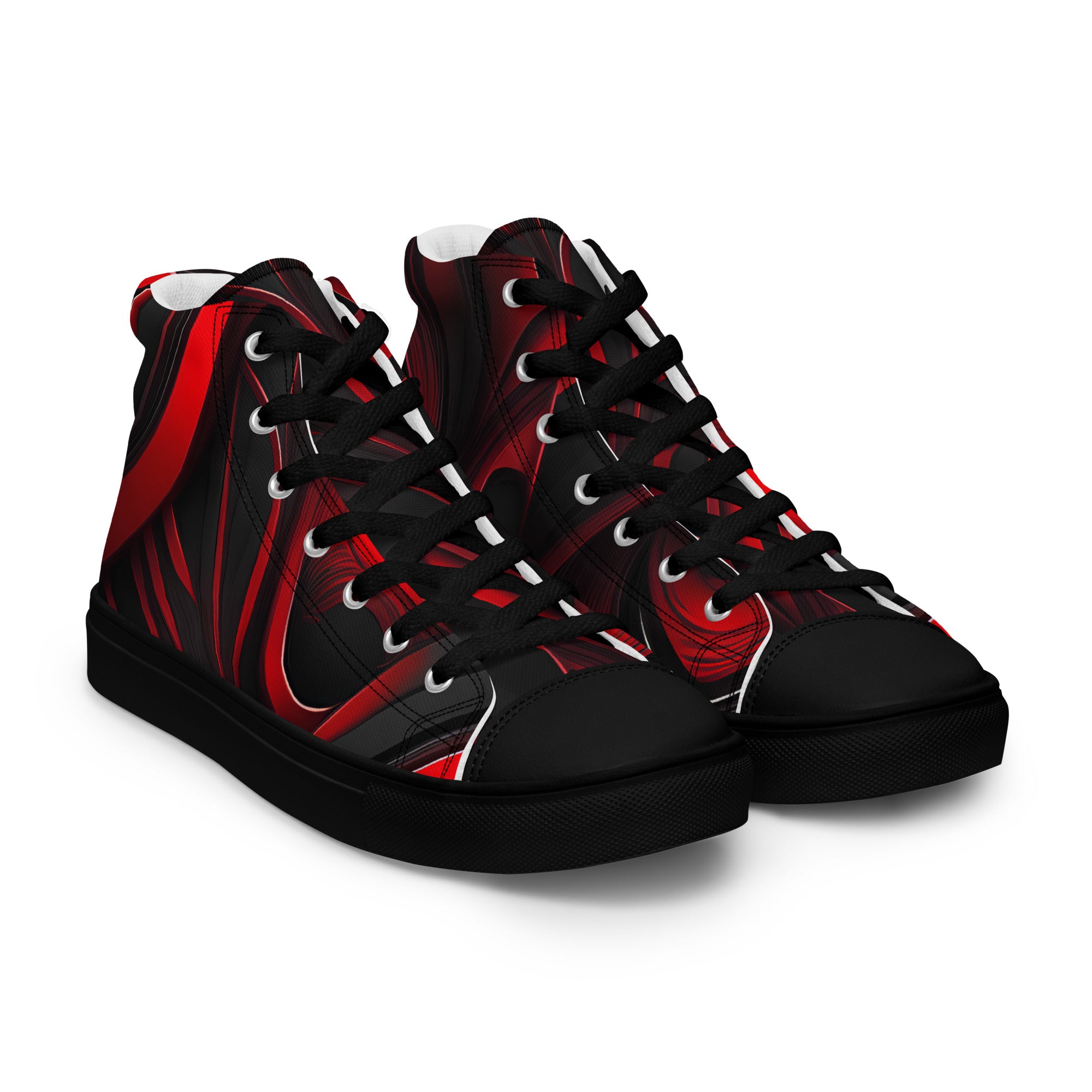 Red and Black Women’s high top canvas shoes