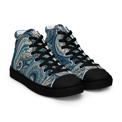 Blue Paisley Women’s high top canvas shoes