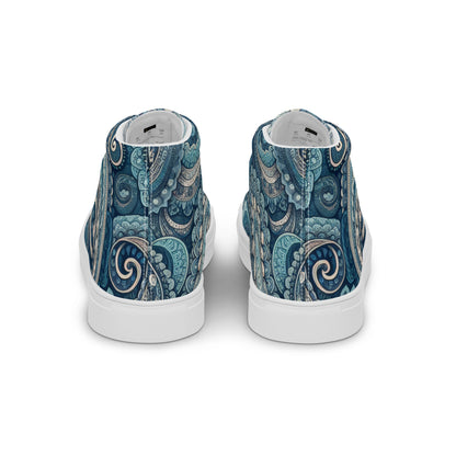 Blue Paisley Women’s high top canvas shoes