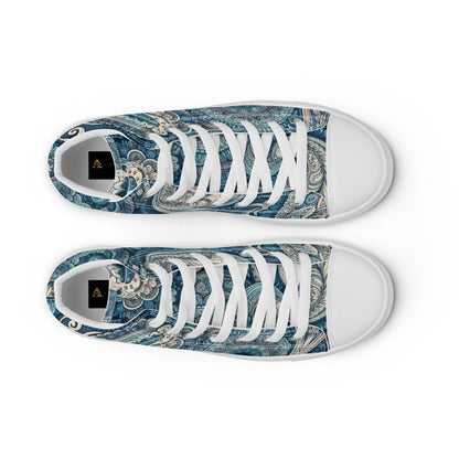 Blue Paisley Women’s high top canvas shoes