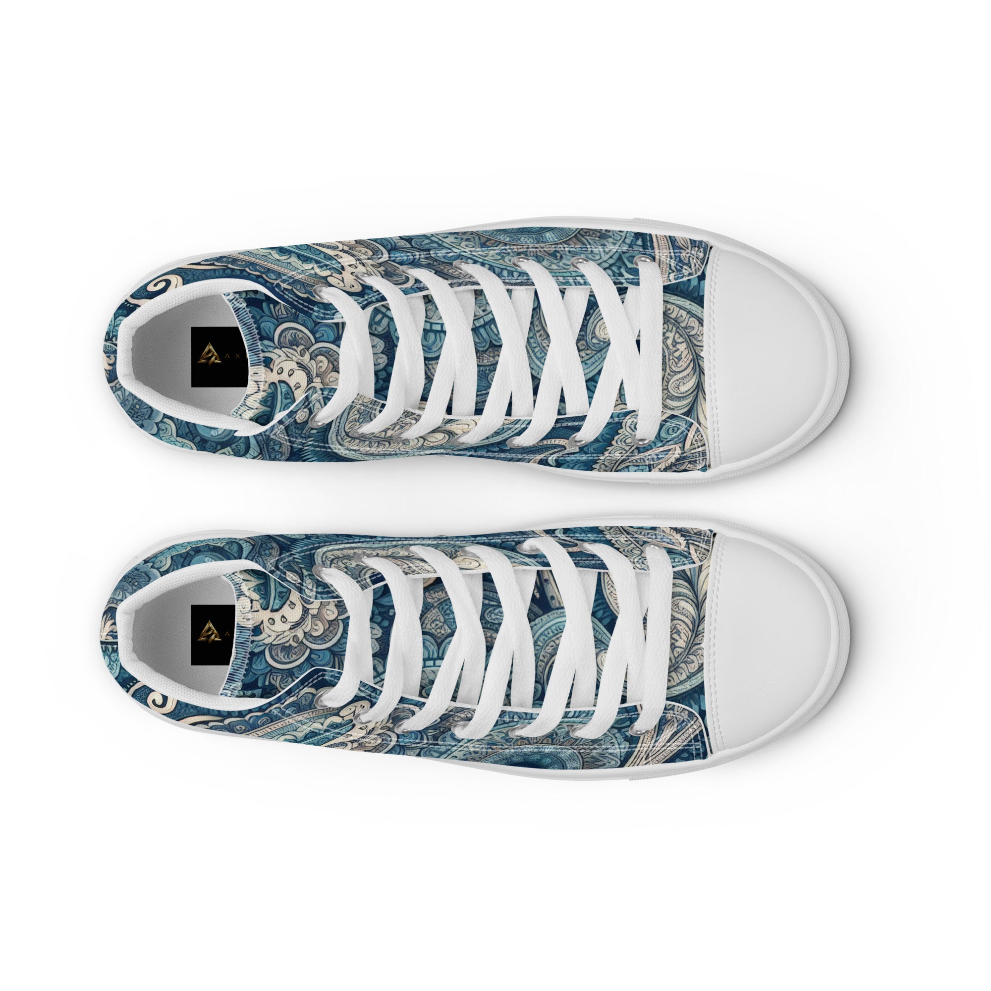 Blue Paisley Women’s high top canvas shoes