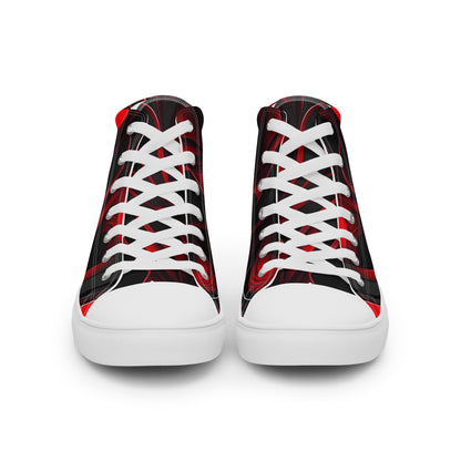 Red and Black Women’s high top canvas shoes